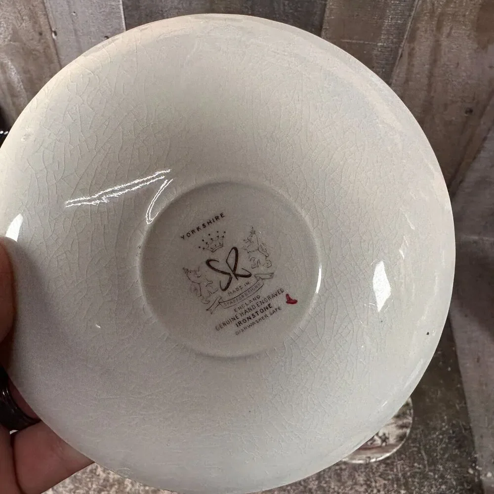 4 VINTAGE YORKSHIRE STAFFORDSHIRE IRONSTONE SAUCER‎ FARM SCENE lot